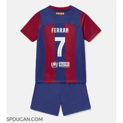 Dječji Nogometni Dres Barcelona Ferran Torres #7 Domaci 2023-24 Kratak Rukav (+ Kratke hlače)